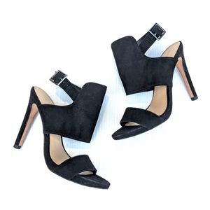ZARA black suede slingback heeled sandals
